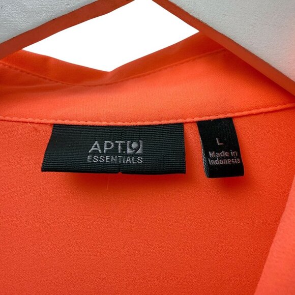 APT 9 Neon Orange Blouse Large Long Sleeve Button Up Womens Bright Top - Picture 5 of 7